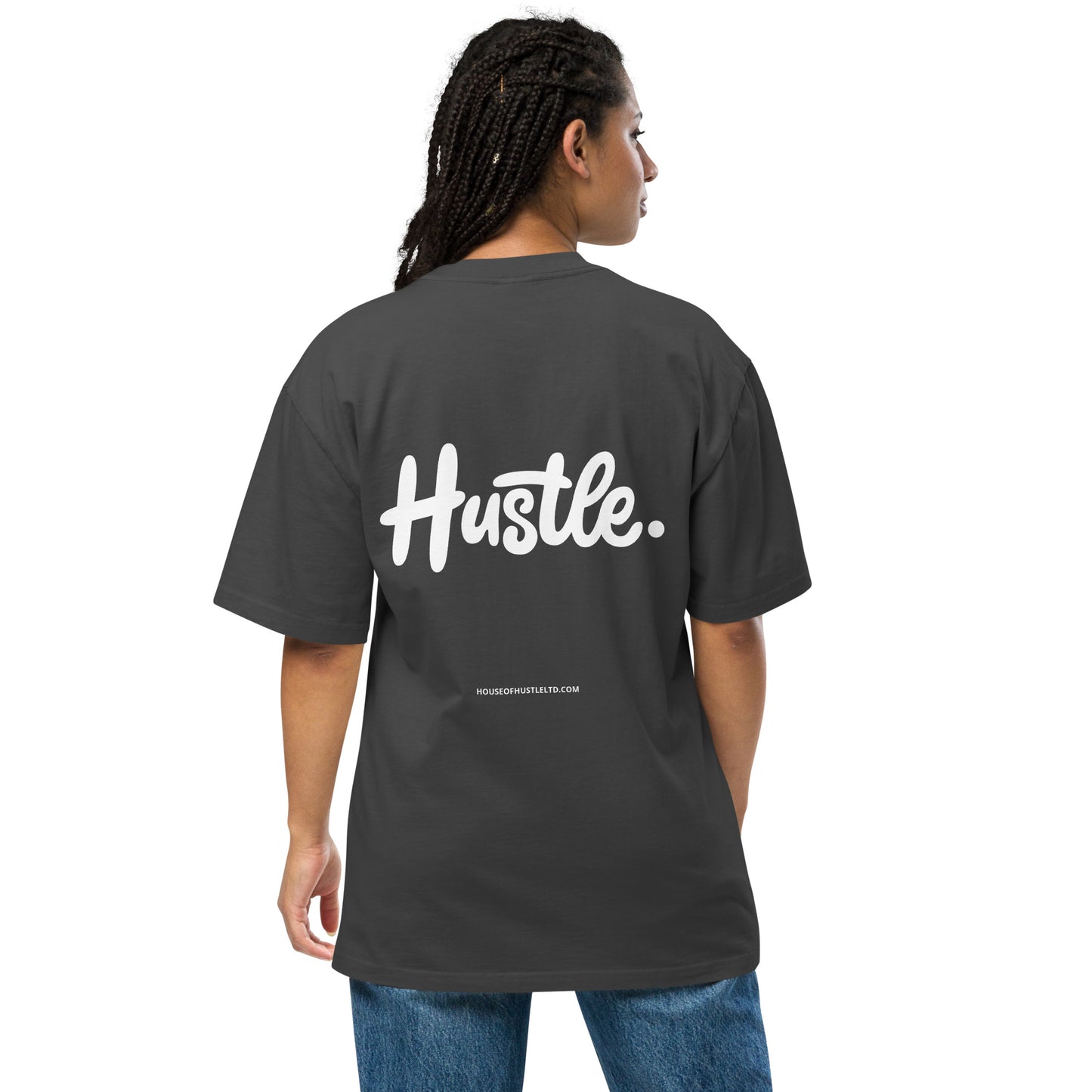 Oversized Faded Black Hustle Tee