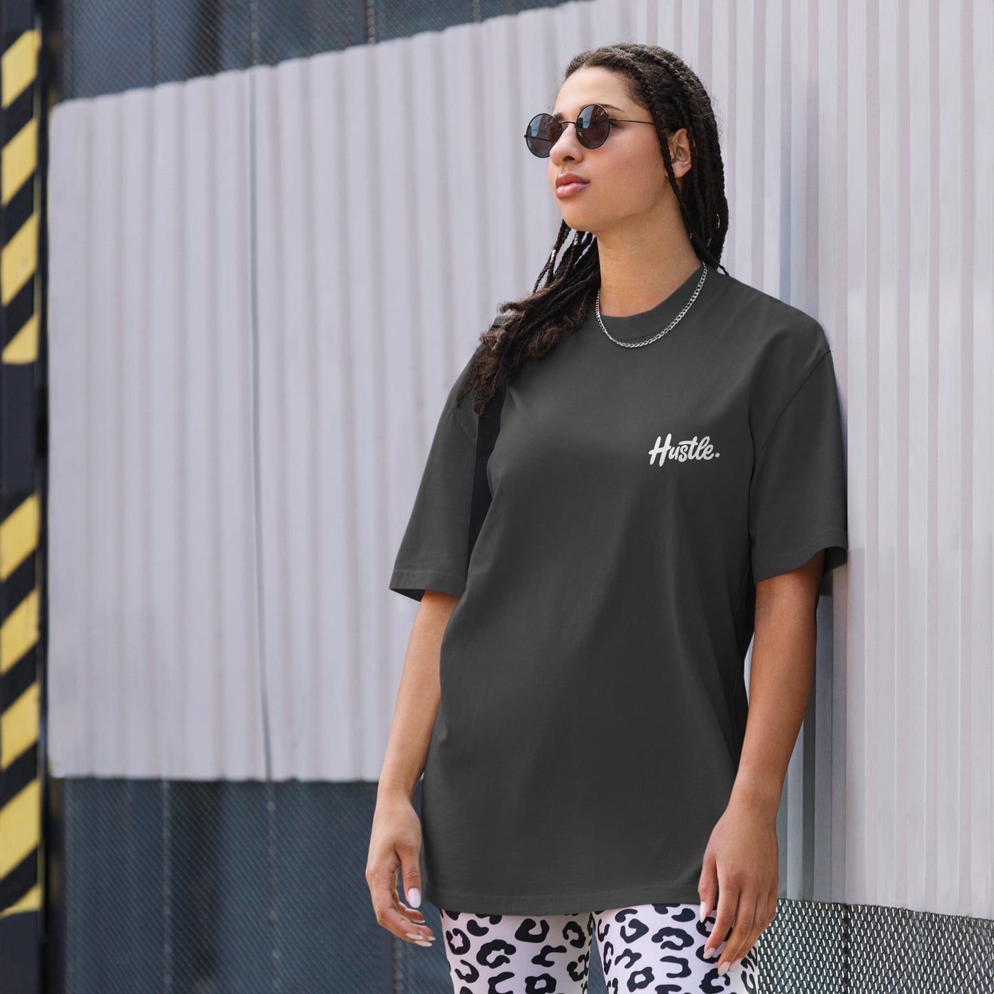 Oversized Faded Black Hustle Tee