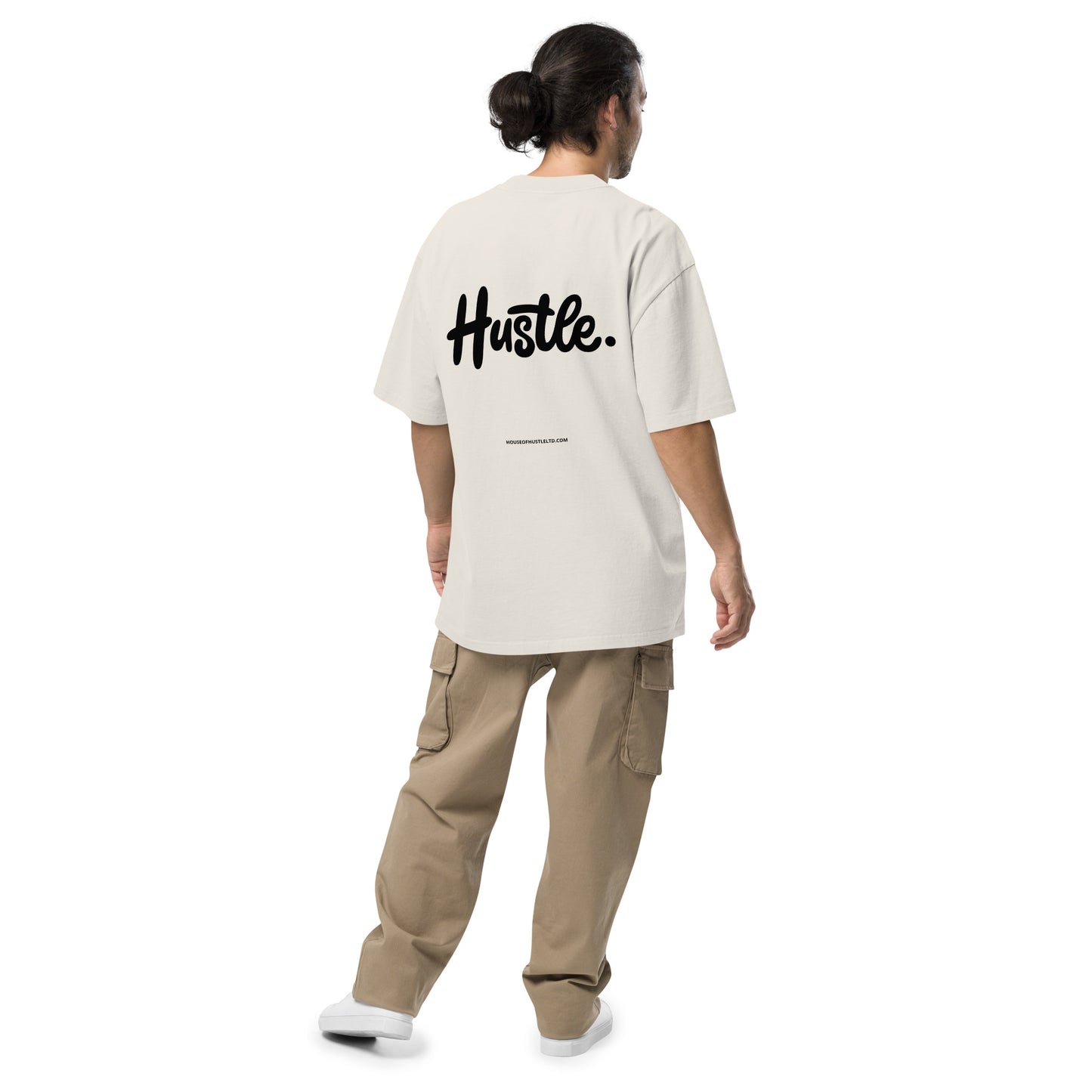 Oversized Faded Bone Hustle Tee